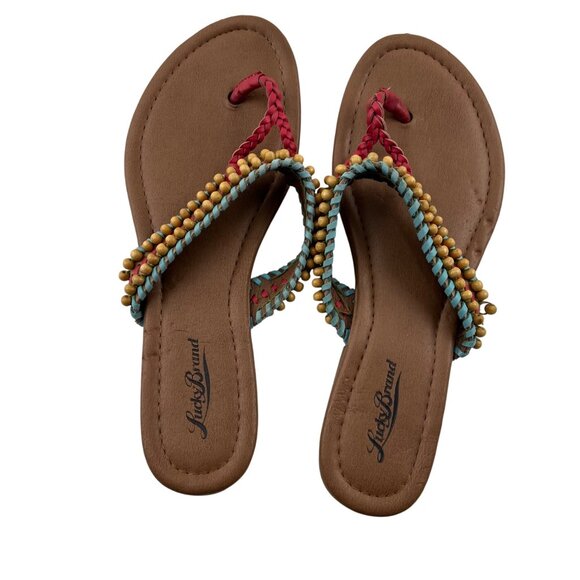 Lucky Brand Women's Beaded Thong Sandals Size 8 rainbow colorful - Picture 2 of 4